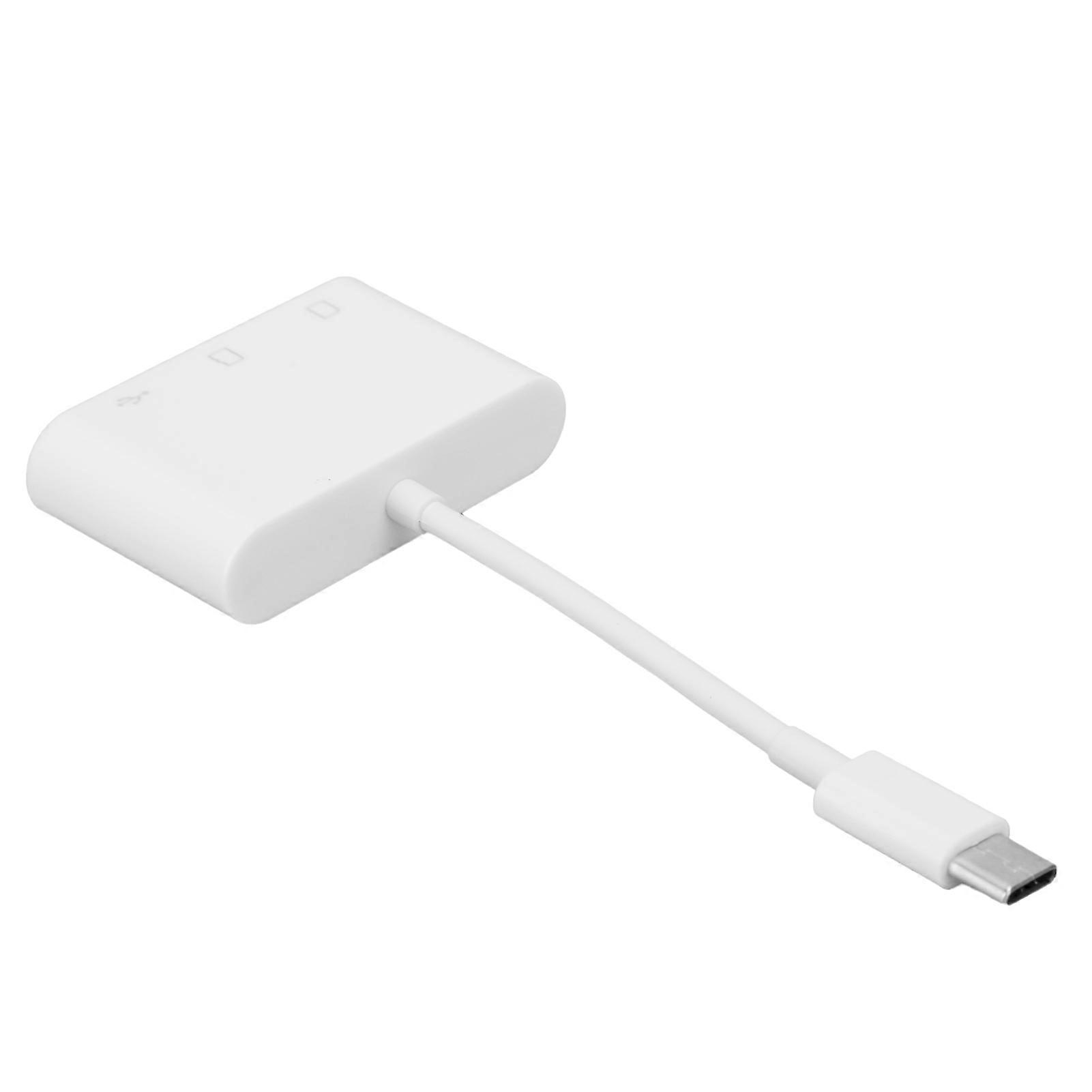 3-in-1 Type C to Memory Card Reader USB Hub Adapter D-158 White