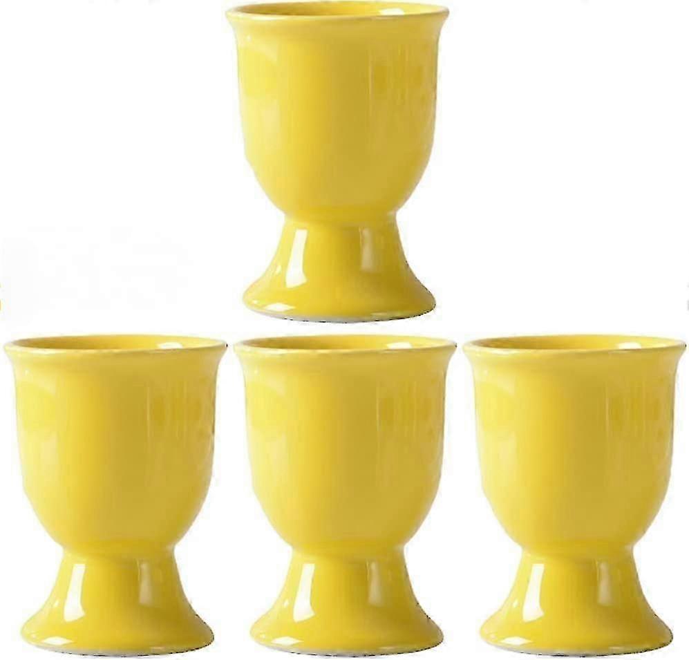 4-pack Egg Cup Holder Ceramic Egg Cups, Breakfast Boiled Egg Cup Holder Set, Solid Color Ceramic Cups, Suitable For Microwave And Dishwasher (di Man)