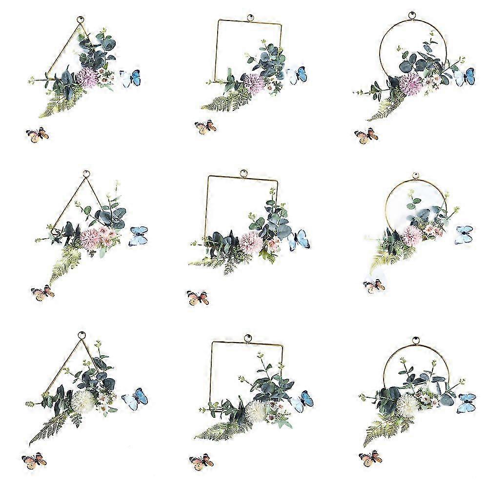 Nordic Wall Hanging with Gold Circle and White Flower 2025