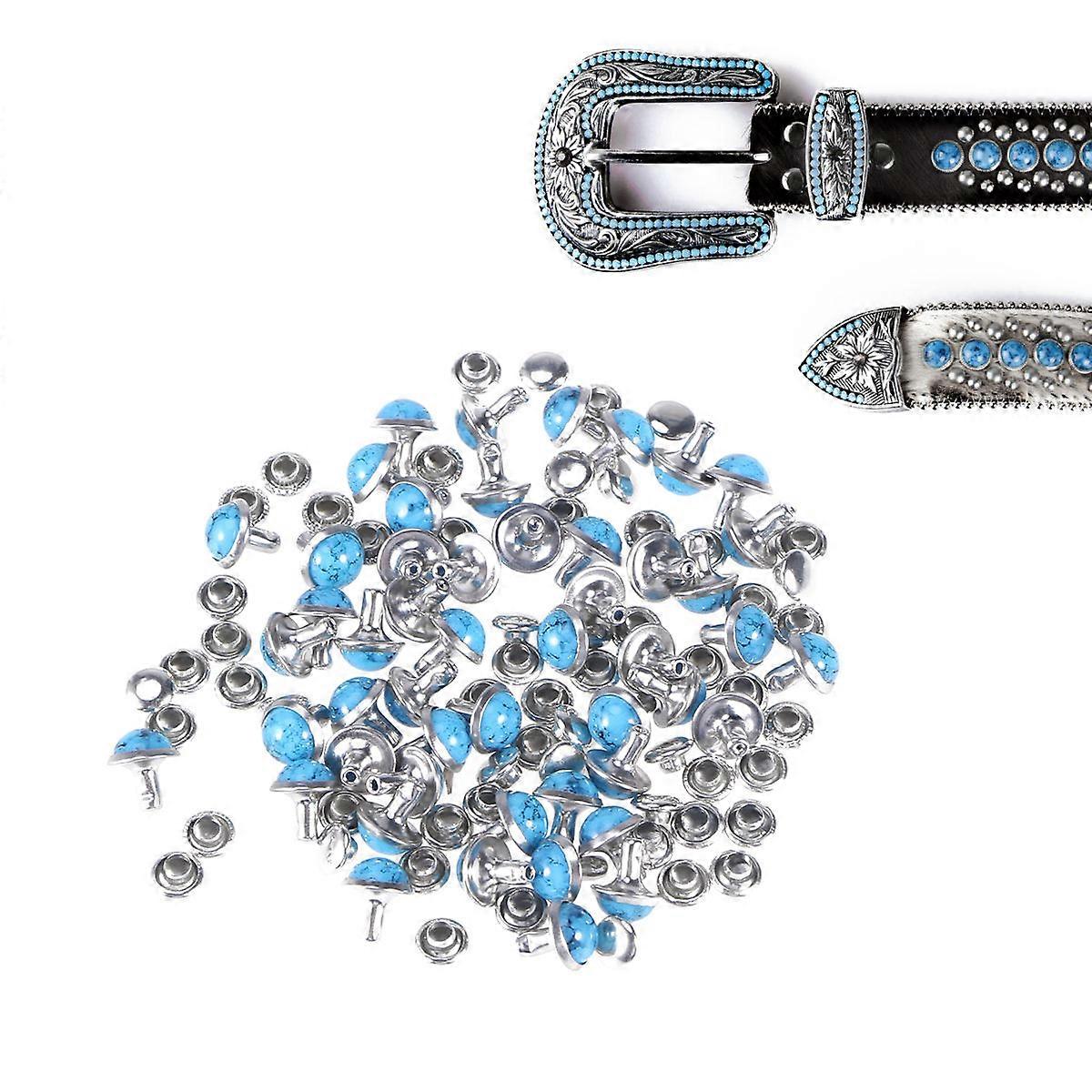Plastic Turquoise Rivet Blue Accessories for DIY Crafts 50Pcs Pack