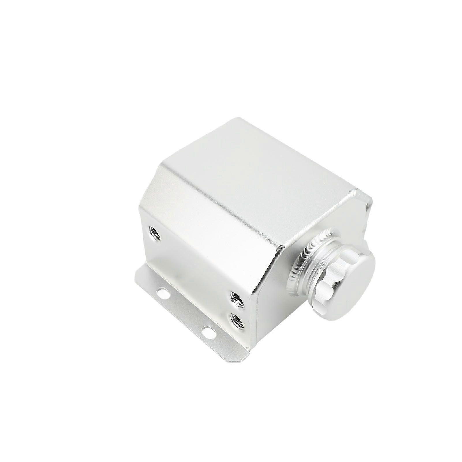 Radiator Coolant Overflow Tank Aluminium Alloy Universal Coolant Recovery Tank with Visible Coolant Level Hose Sandblasted Silver 2L