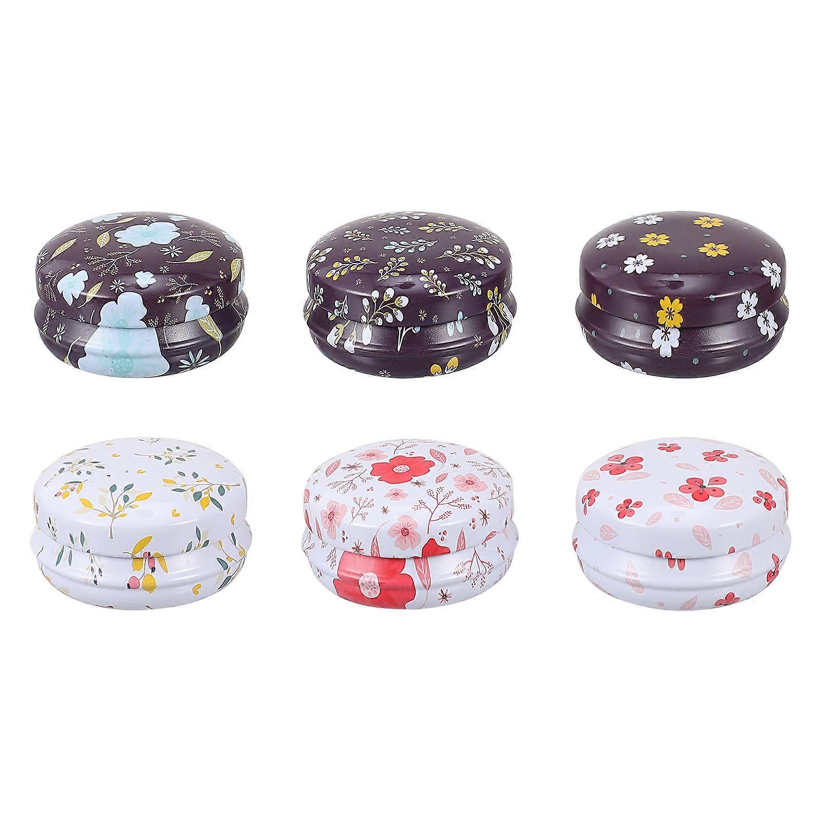 Lip Balm Jar Small Cosmetics Container for Storage 6Pcs Vintage Tinplate Box