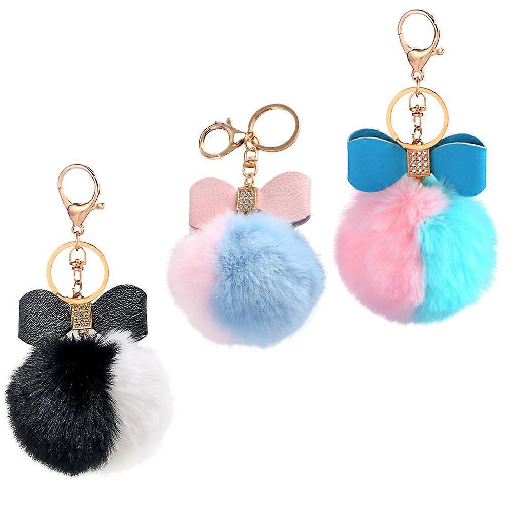 Kawaii Key Chain Bowknot for Everyday Use Assorted Color Alloy and Faux Bag Decor 3Set