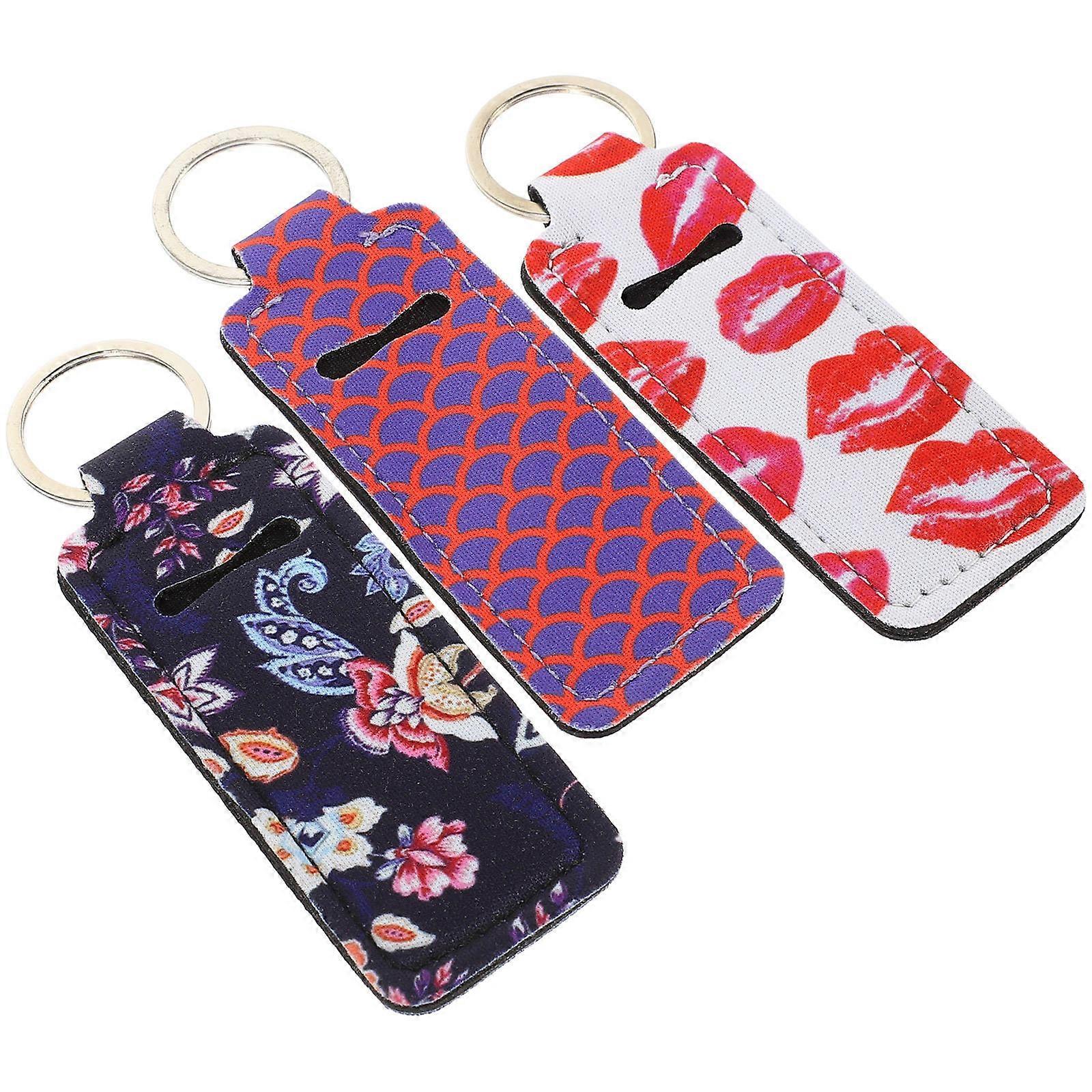 Lip Balm Keychain Holder for Protection Use with 3Pcs Lip Balm Containers