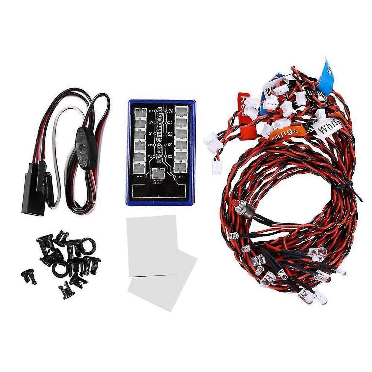 12 LED Flashing Bright Light Strobe Lamps Kit System for 1/10 1/8 Axial SCX10 TRX4 RC Crawler Dift C