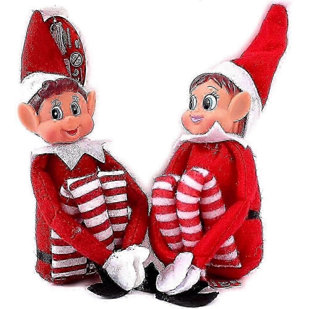 Elfie Boy and Elvie Girl Set Fun and Playful Elves Behavin' Badly Figure with Soft Body and Vinyl Face-Set of 2, Red