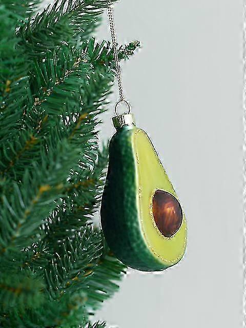 Avocado Glass Tree Ornament Green Avocado Fruit Hanging Baubles Tree Decorations 2024 New Year Navidad