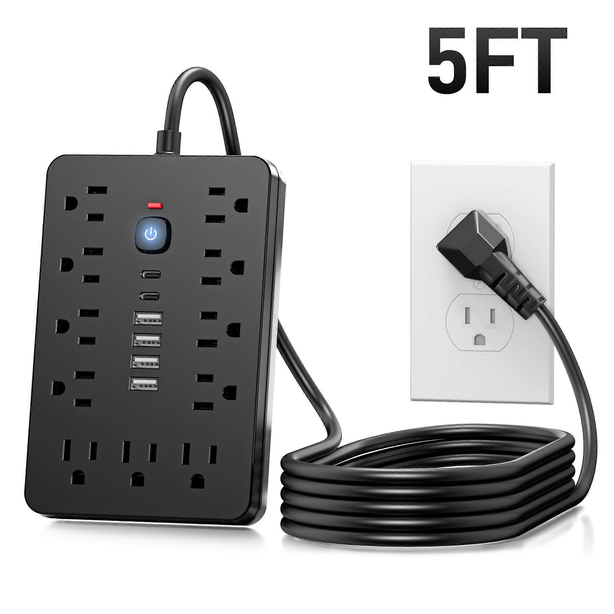 17-in-1 US extender Power Strip Surge protector multifunctional 4 USB & 2 Type-C Ports multifunctional Office charger Socket