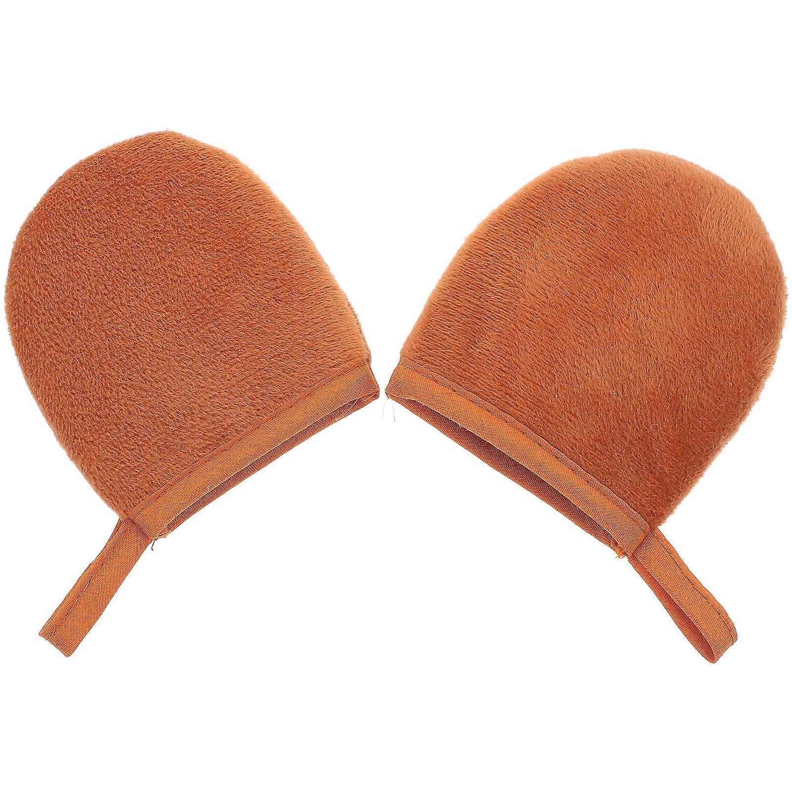 Tanning Mitt Plush Lotion Mitten for Sun Cream Apply 6Pcs Brown Set