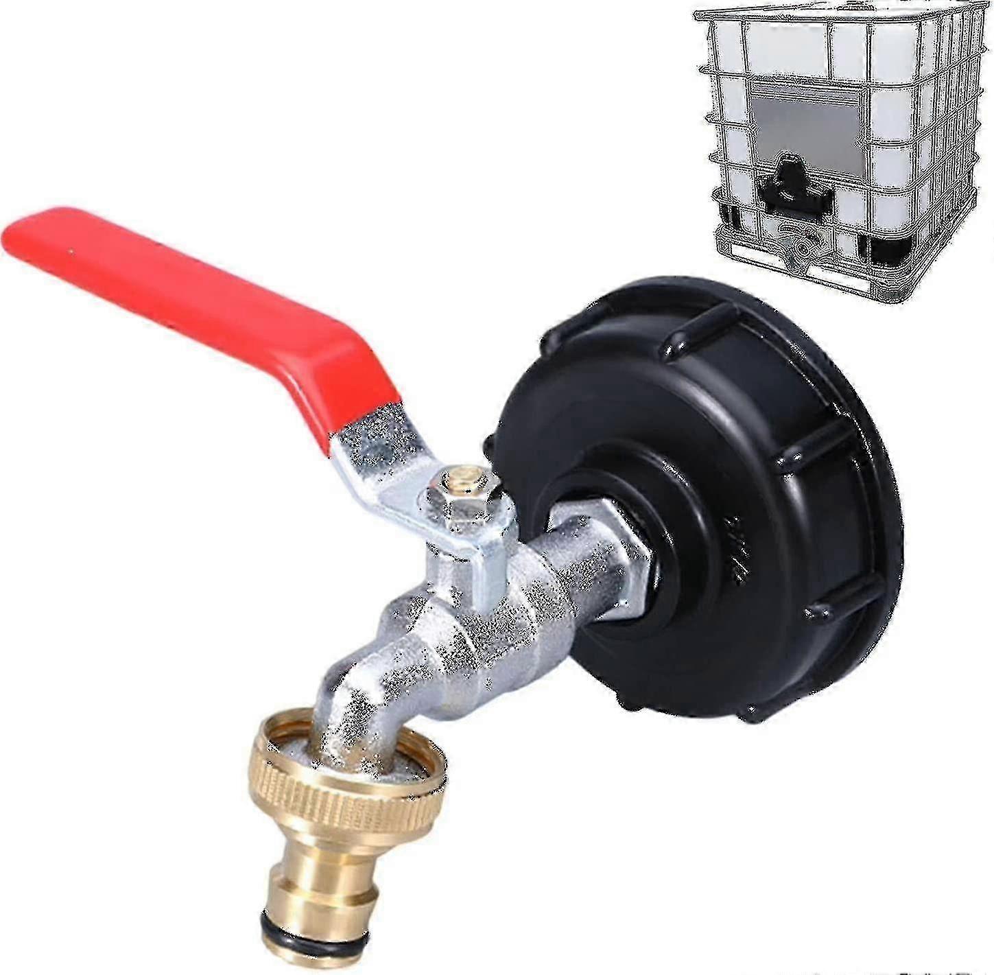 1000L Tankhahn mit Gartenschlauch Wasserhahn Adapter, S60x6 IBC Wasserhahn Anschluss Hohe Qualität-2025-SS