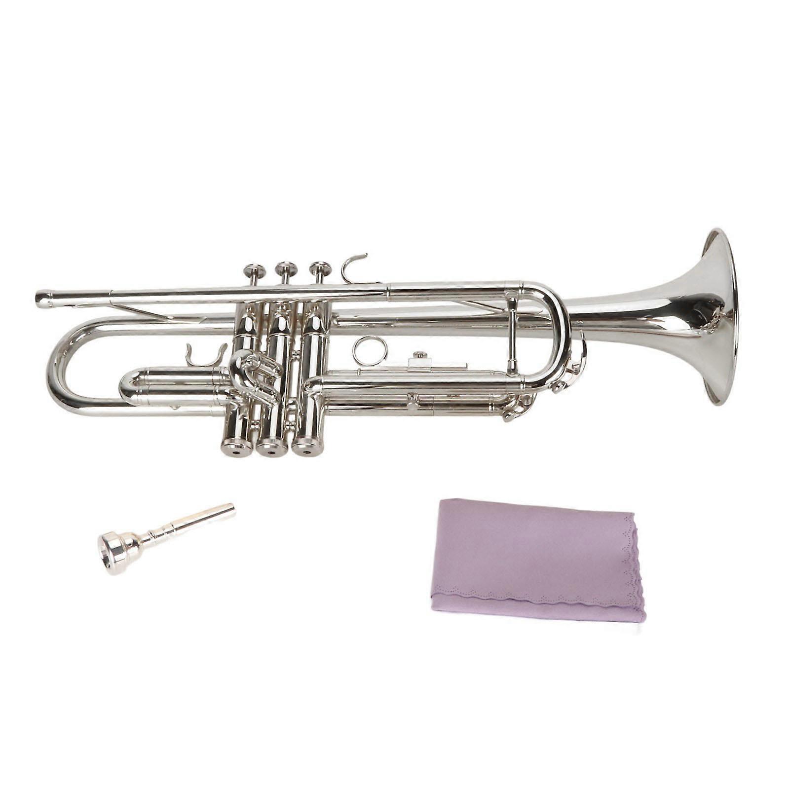 Ensemble de trompette en si bémol avec embouchure, instrument à vent nickelé pour étudiant débutant, argent