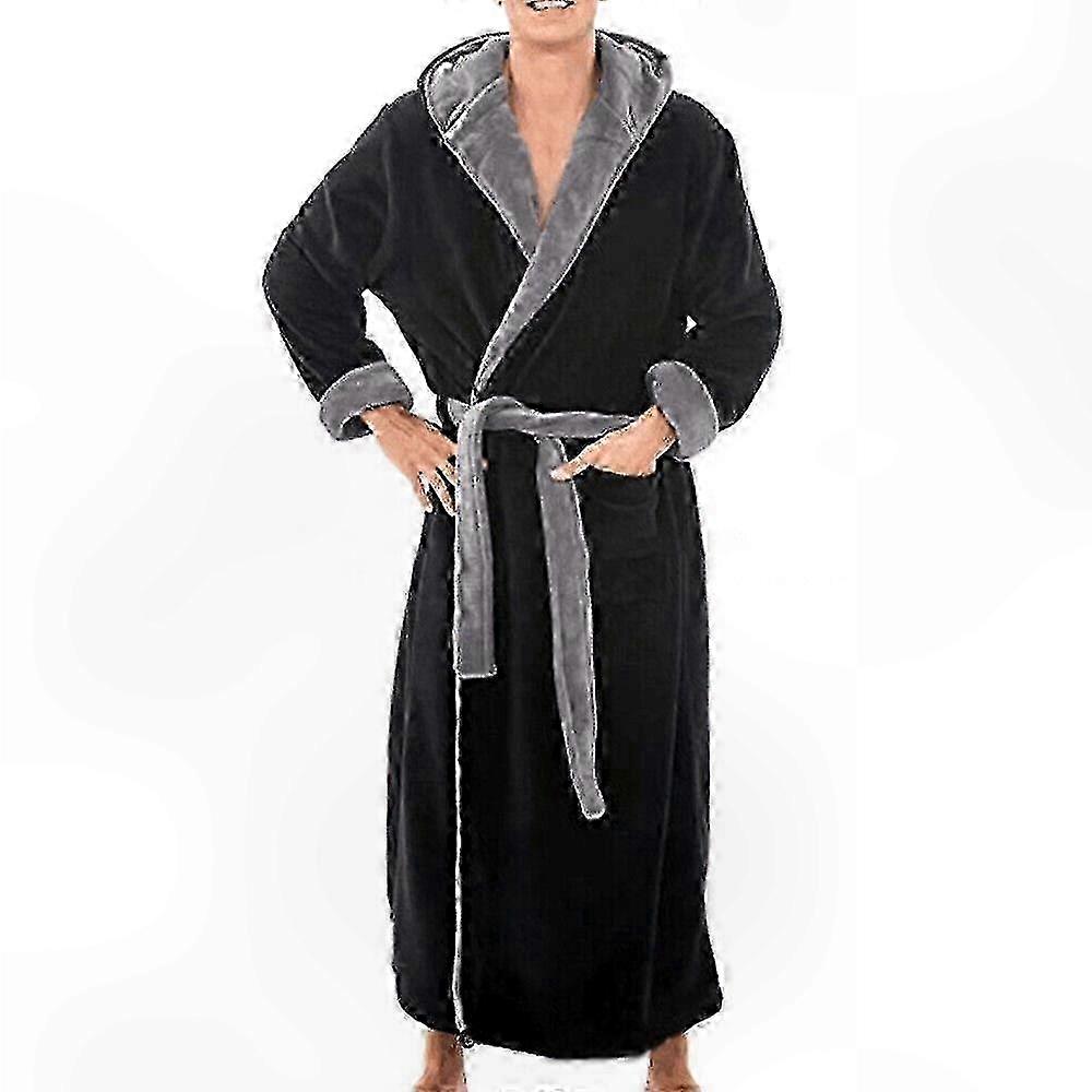 Winter Men's Hooded Bathrobe - Soft Toweling Fabric for Warmth and Comfort