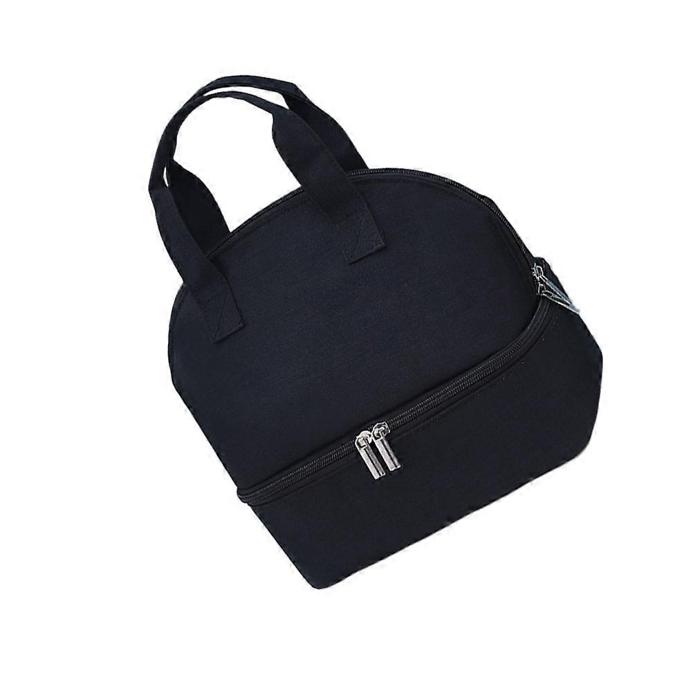 Bento Storage Bag Thicken Double Layer for Storage Use 2Pcs Portable Black