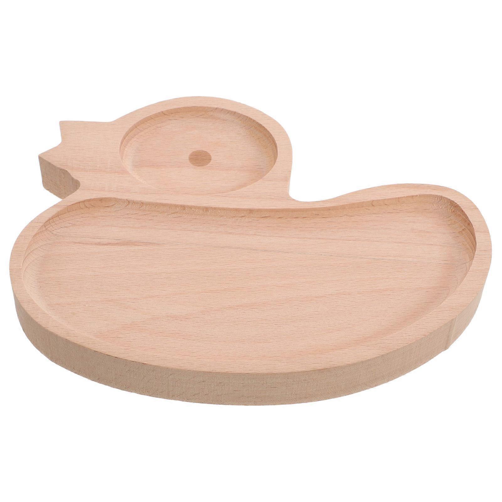 Cute Wooden Duck Snack Platter for Kids with 2Pcs Sectioned Tray