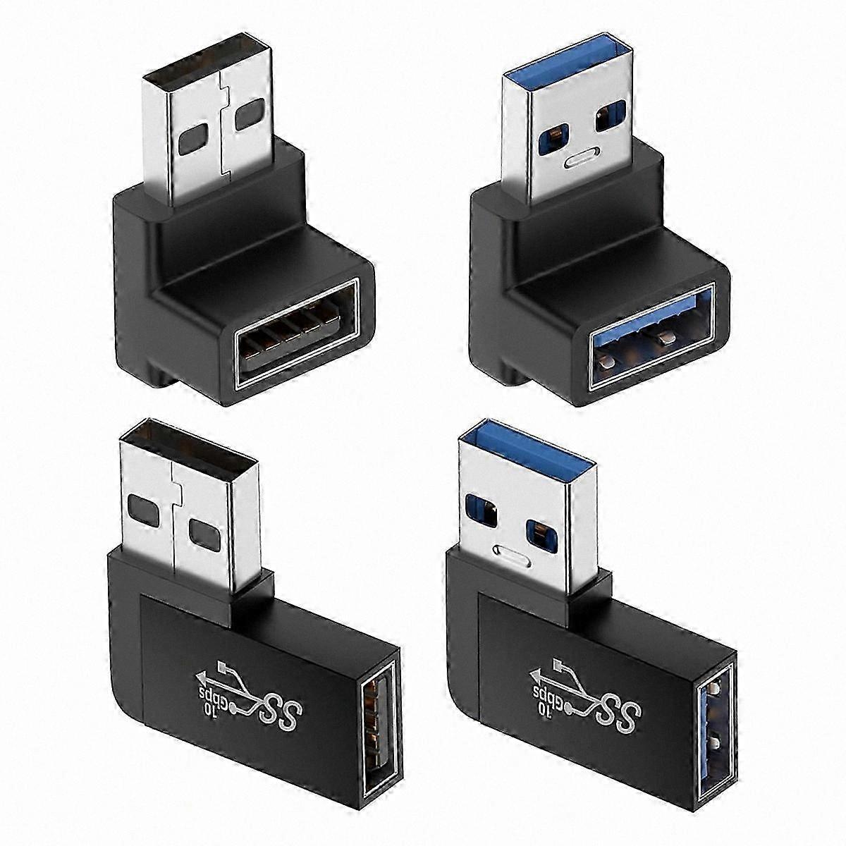4-Pack USB 3.0 Male to Female Adapter with Adjustable Angles for Versatile Device Connections