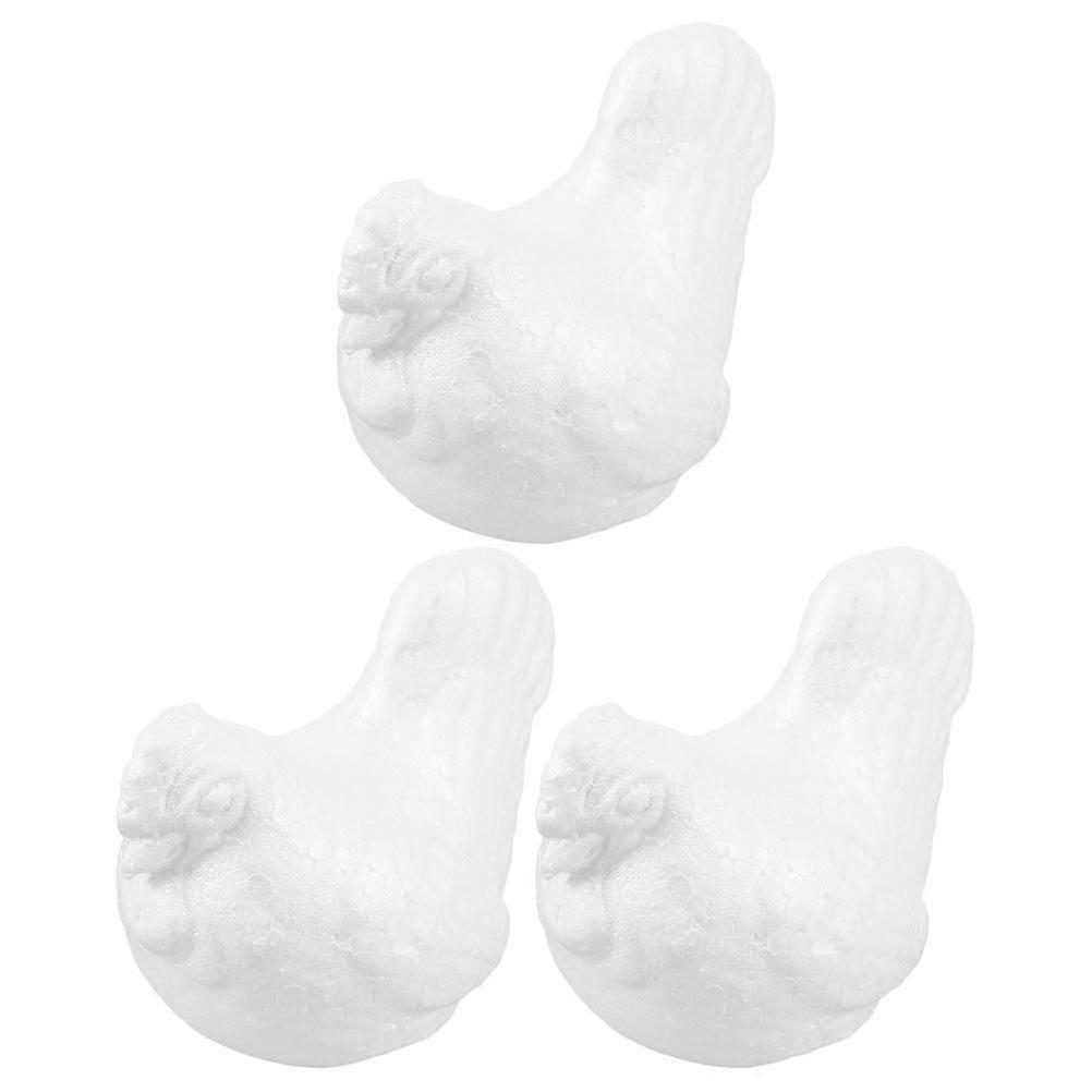 12Pcs Foam Chicken Ornaments for Decoration White Craft Kit for Children