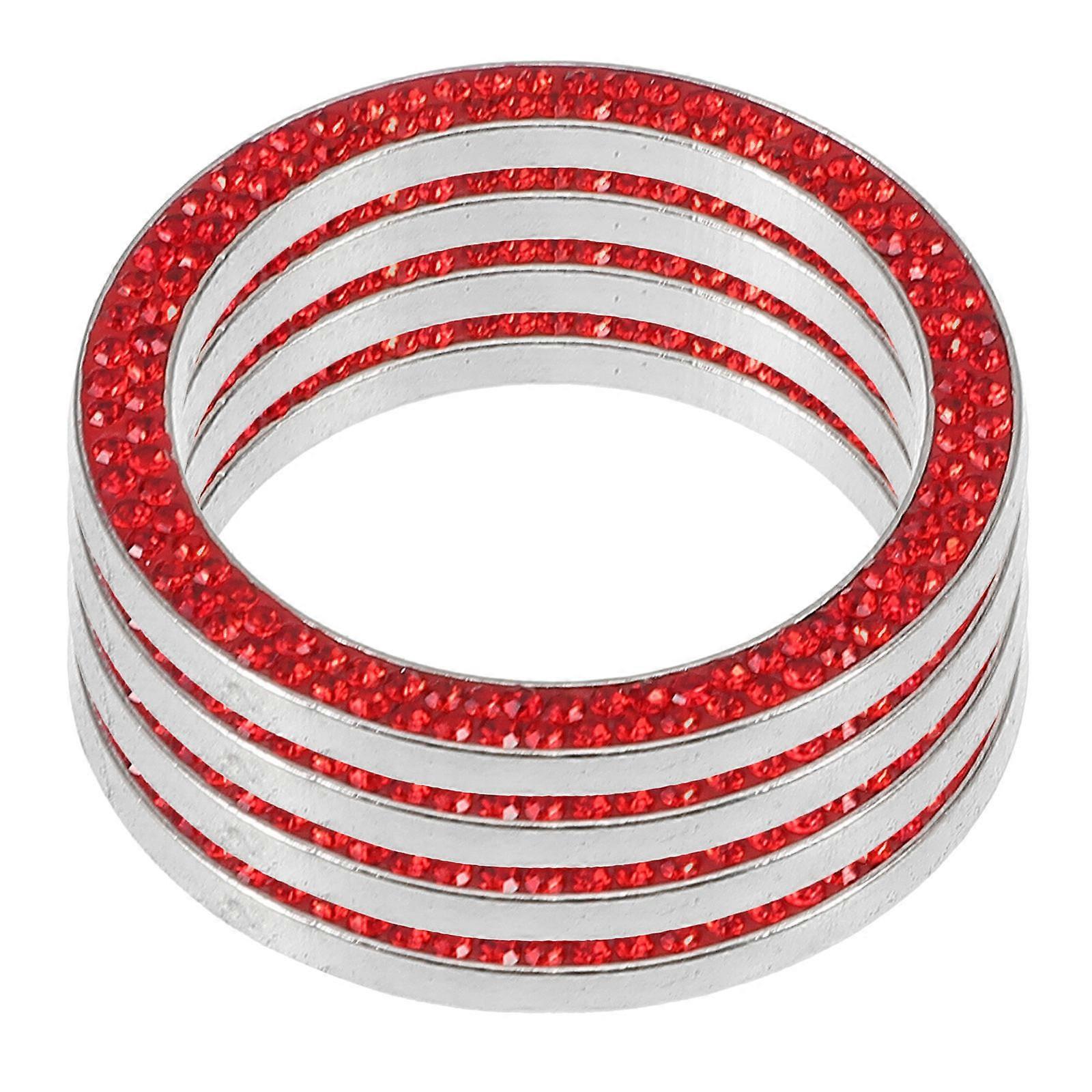 Sparkly Rhinestone Push Start Button Cover 20Pcs For Easy Installation Car Interior Decoration Red Size 4X4X0.3CM