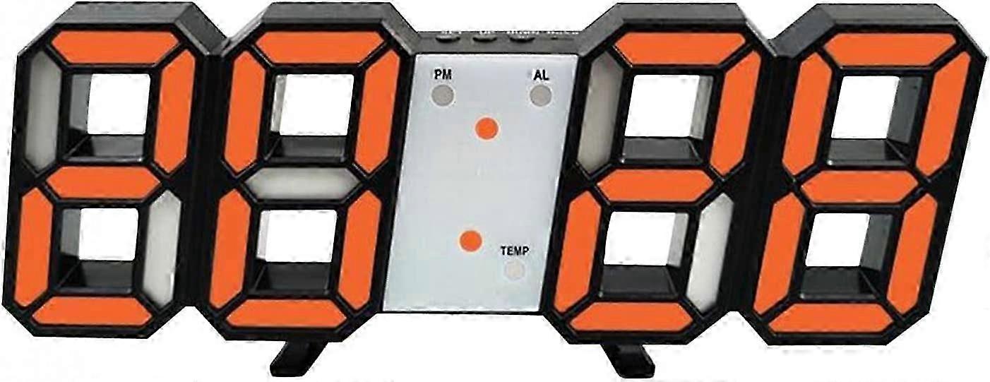 Mikcrosco 3D Led Digital Wall Clock Smart Stereo Alarm Clock Snooze No Noise Dimmable Time Memory Nightlight Snooze Function 1224 Date & Temperature D