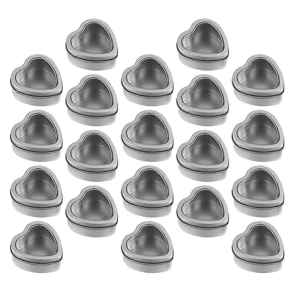 Heart Shaped Sachet Container Tinplate Box Candy Tea Storage Silver 6x5.9cm Item Organization 20Pcs