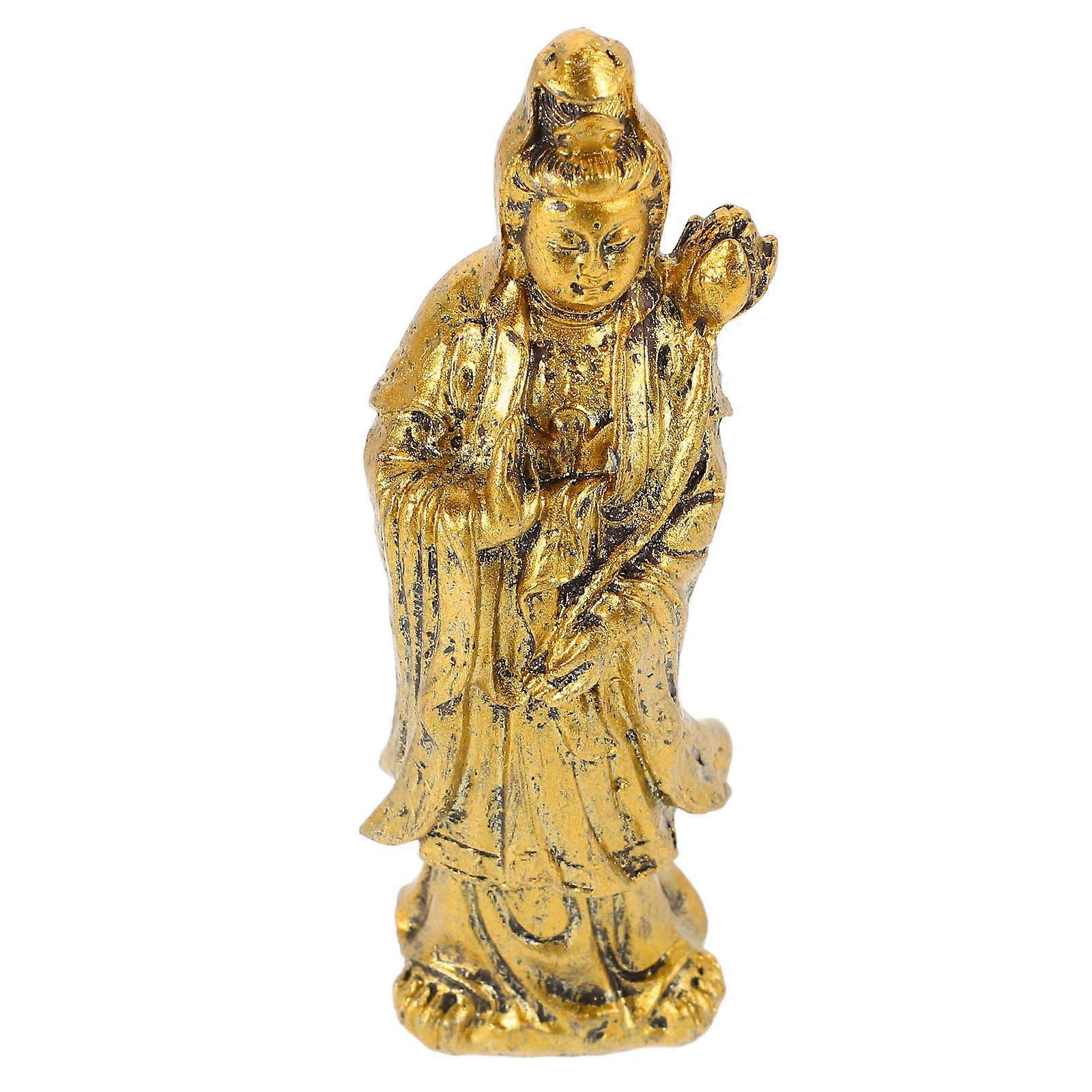 Buddhist Statue Yin Statue for Decor 4Pcs Golden Resin Bodhisattva Sculptures