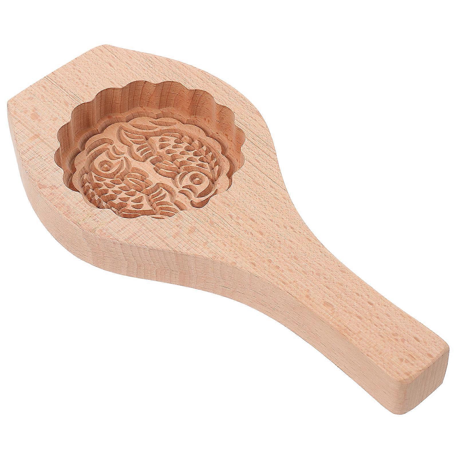 Wooden Moon Cake Mold for Pastry Baking Decorative Pattern 4Pcs