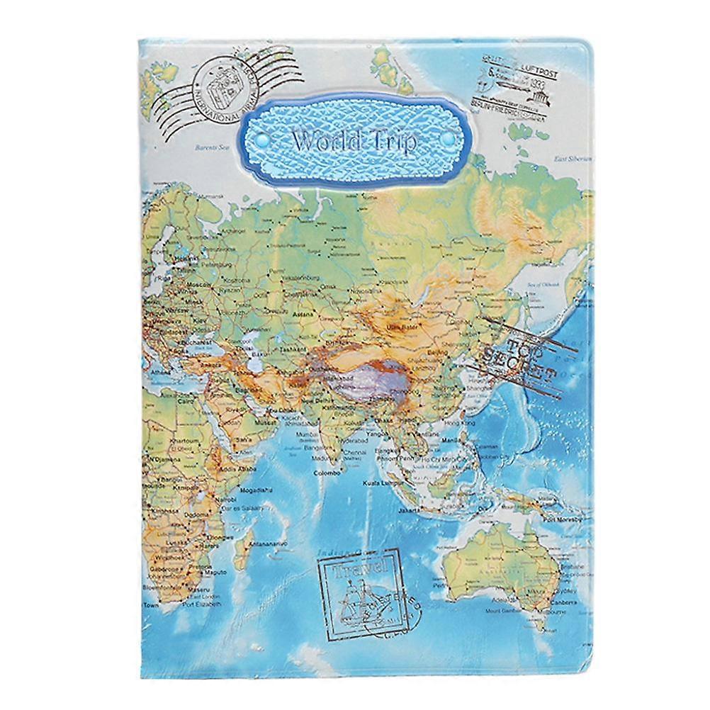 Travel Document Holder Protective Case With World Map Design For Documents Tickets And Cards 1Set