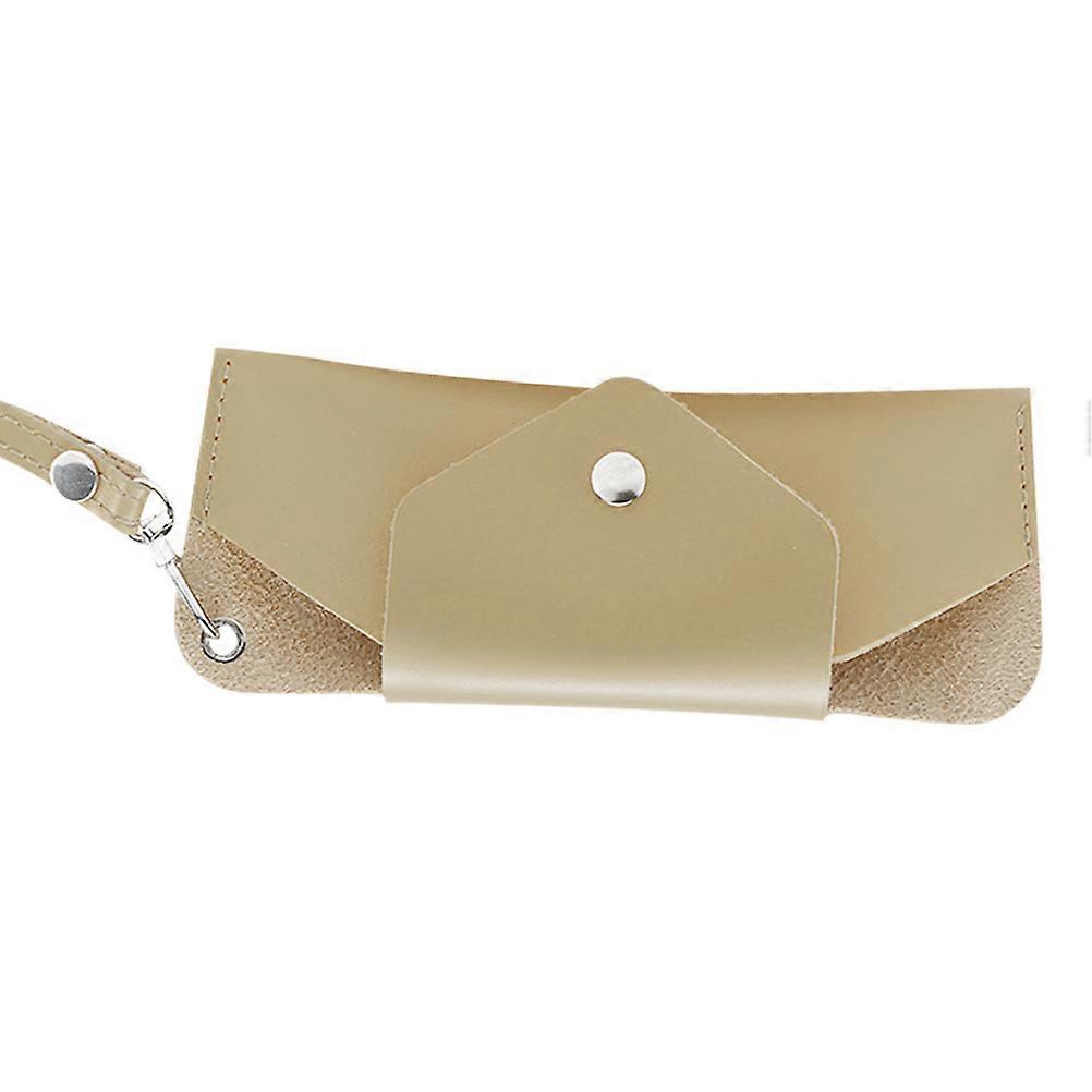 Convenient Eyeglass Pouch 1Set Beige PU Hanging Eyeglass Pouch with Buckle Design for Storage