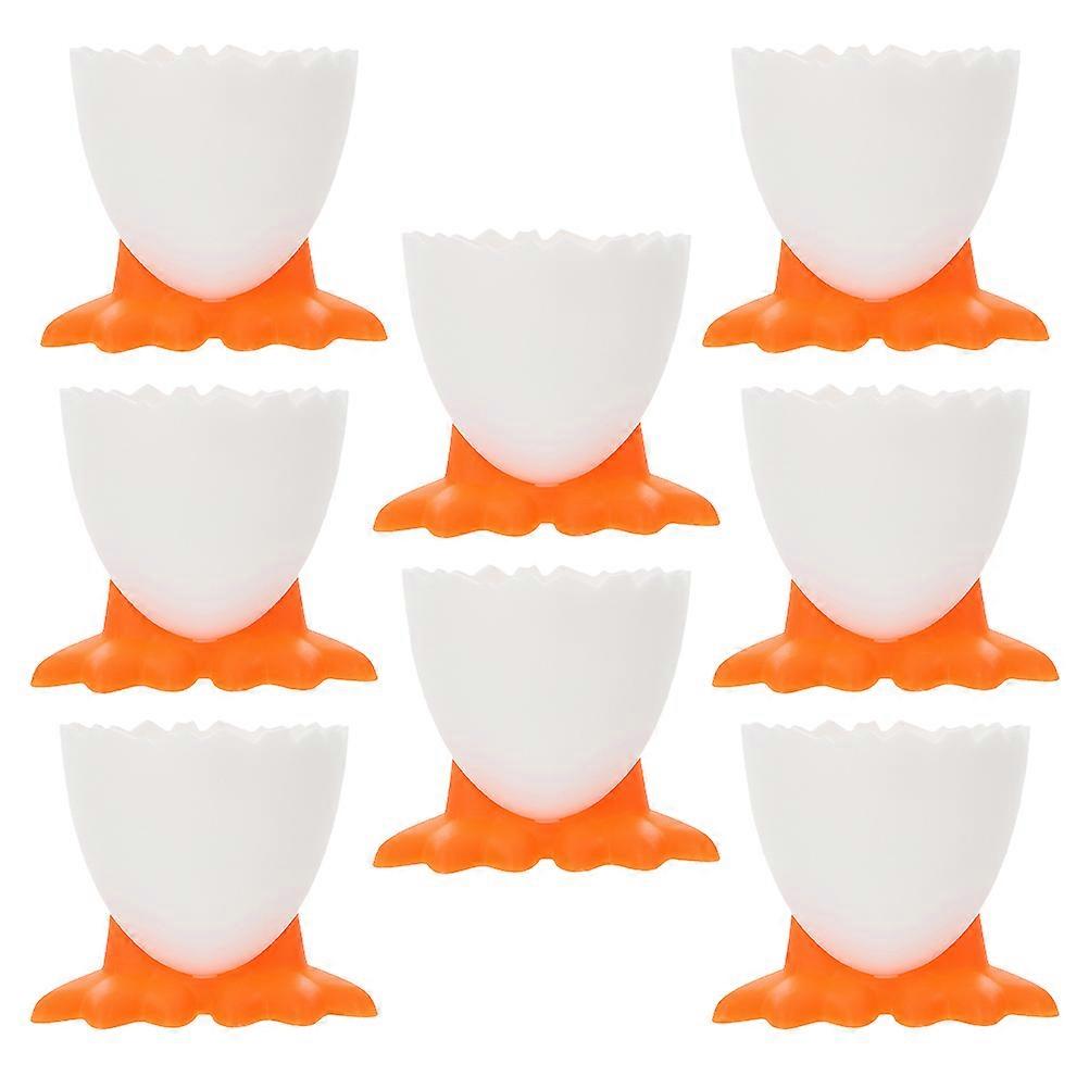 Cartoon Egg Cups Holder 8Pcs Orange PP Material Egg Stand for Boiled Eggs At Home