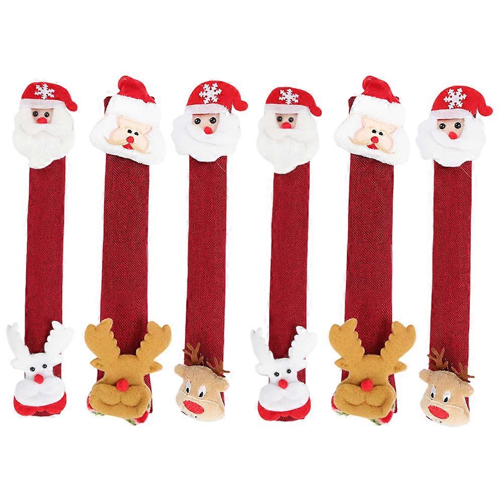 Christmas Handle Gloves Refrigerator Handle Covers for Protection 12Pcs Red