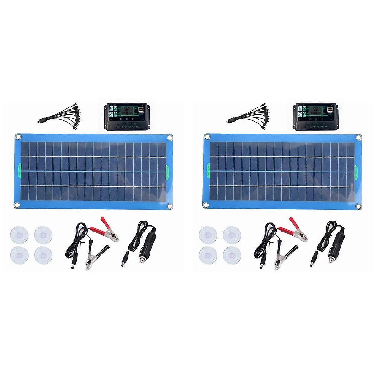 300W Solar Panel 12V 5V Dual USB Controller Battery Charger -100A
