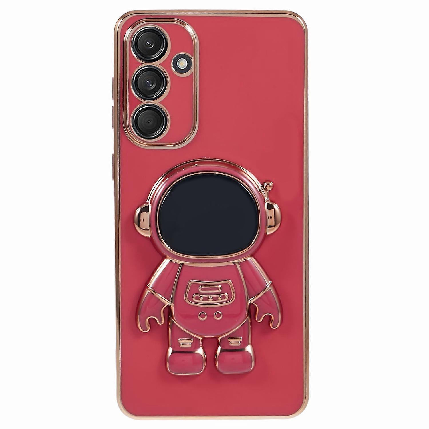 For Samsung Galaxy A36 5G Case Electroplating Soft TPU Phone Cover with Astronaut Hidden Kickstand