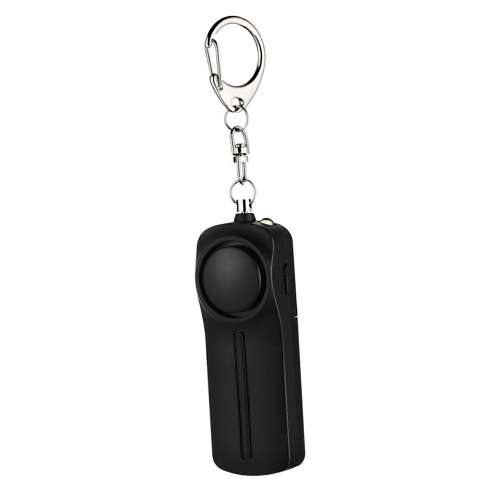Women's Keychain Emergency Alarm Compact LED Safety Alarm Portable Safe Travel And Outdoor Activities Black