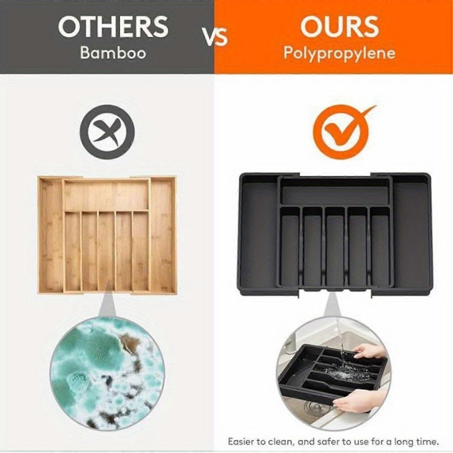 CKLXNGT ”Versatile” Expandable Silverware Organizer - Adjustable Kitchen Drawer Divider For Forks & Knives Wall-Mounted Multipurpose Solution