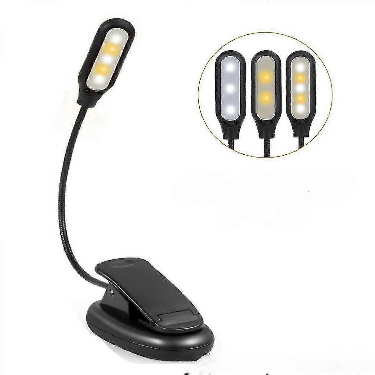 LED Clip-On Book Light, Usb Rechargeable Reading Light With 3 Brightness