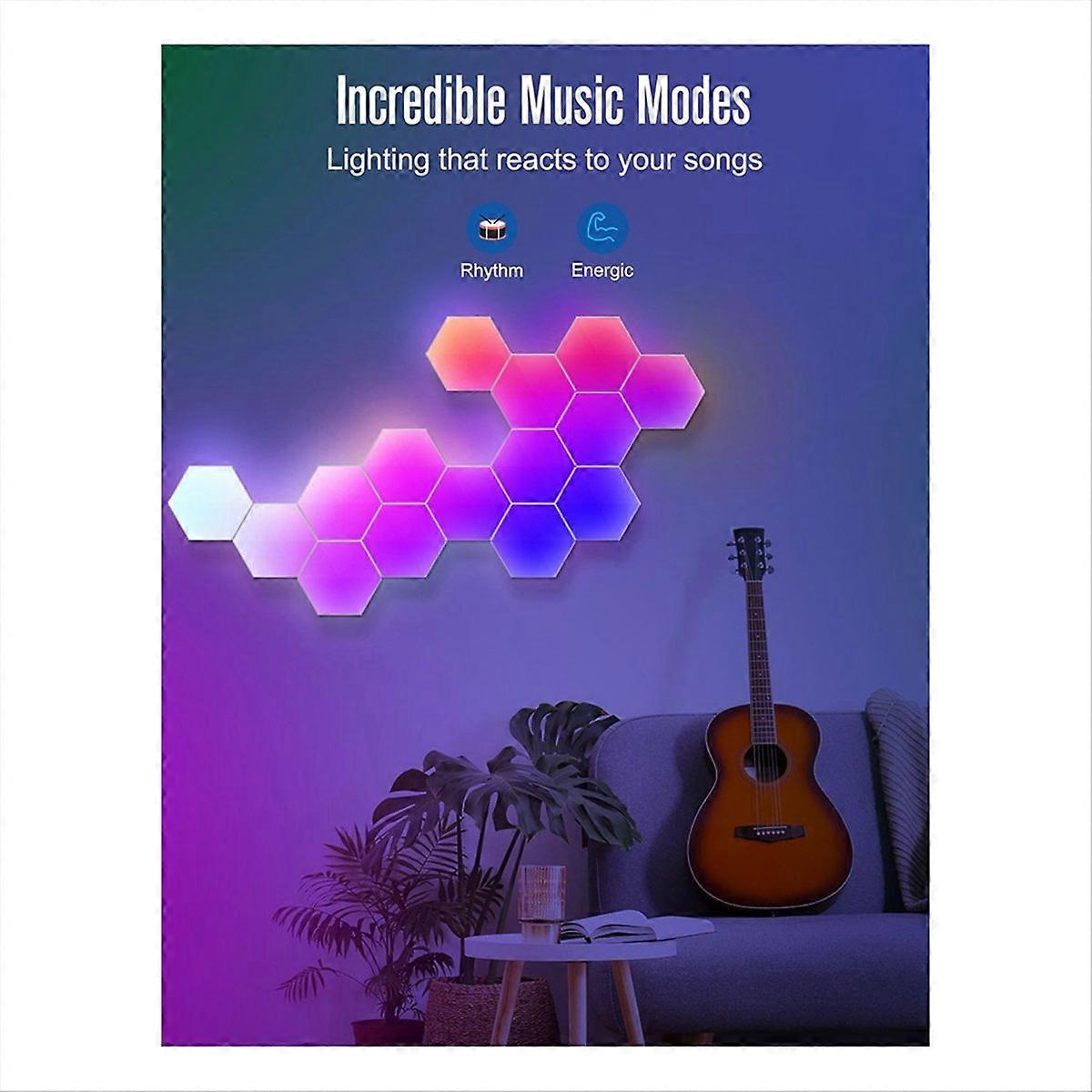 RGB Smart Light Board Hexagonal Lamp Indoor Atmosphere Wall Lamp (A)