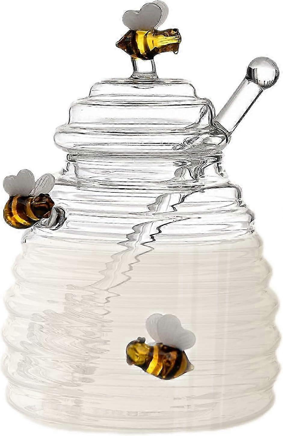 Glass Honey Jar With Dipper, Transparent Honey Storage Container With Lid, Party Gift