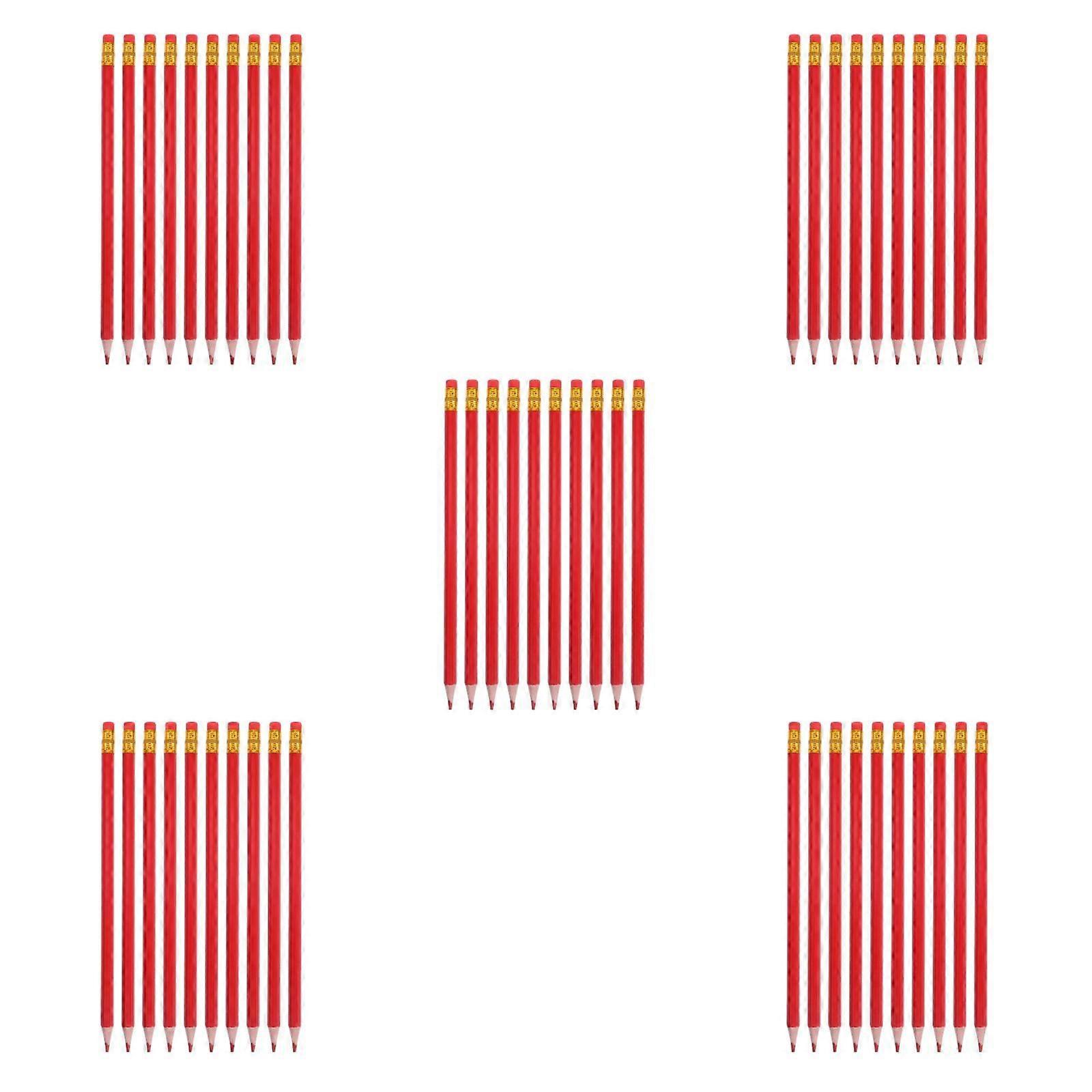 60 Pcs  Sharpened Pencils Red Pencils Erasable Colored Pencils With Erasers Colored Drafting Pencils Correcting Pencil For Checking Map Coloring Test 