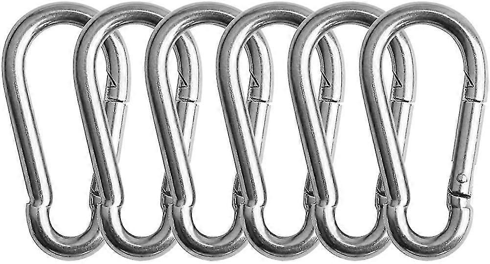 6pcs M6 Carabiners Inox 304 Quick Link Locking Ring Hook Keyring Gym Cable Weight Hook