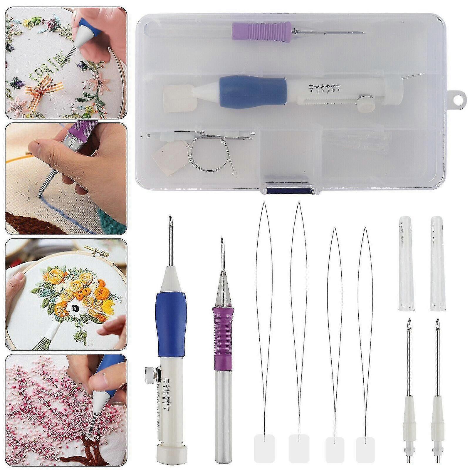 Diy Magic Embroidery Pen Set Punch Needle Stitching Knitting Tools