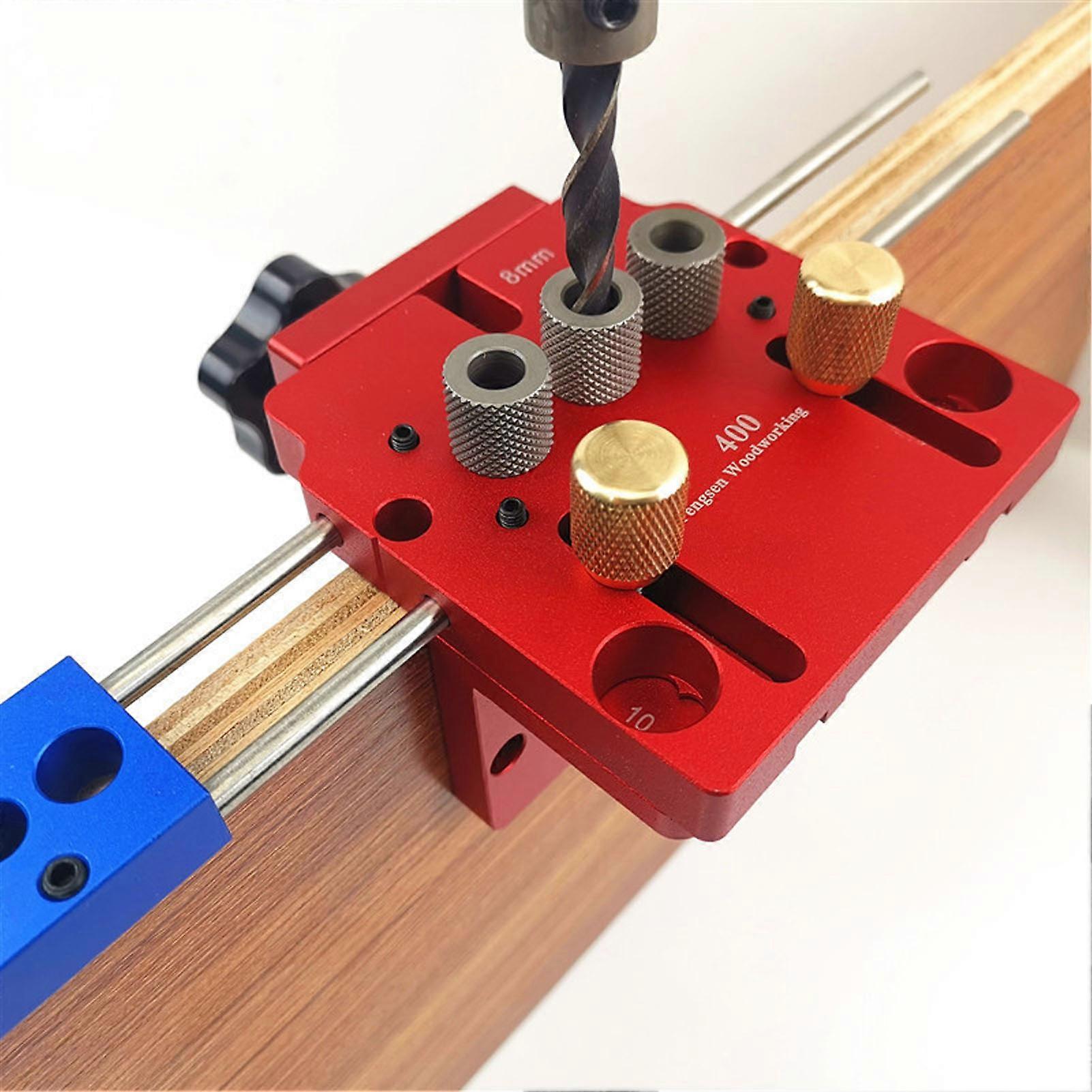 Self Centering Dowel Jig Kit Woodworking Doweling Jig Set Adjustable Drilling Locator Puncher Tool 
