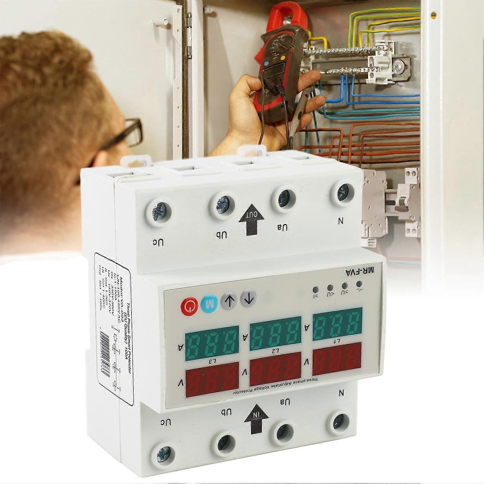 3 Phase Adjustable Voltage Protector 220V Self Reseting Household Over and Under Voltage Protective Device