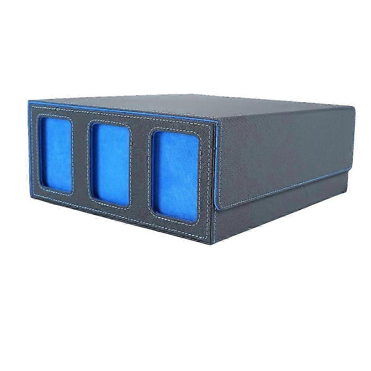 Storage Box For Trading Cards with Viewing Window Magnetic Blue
