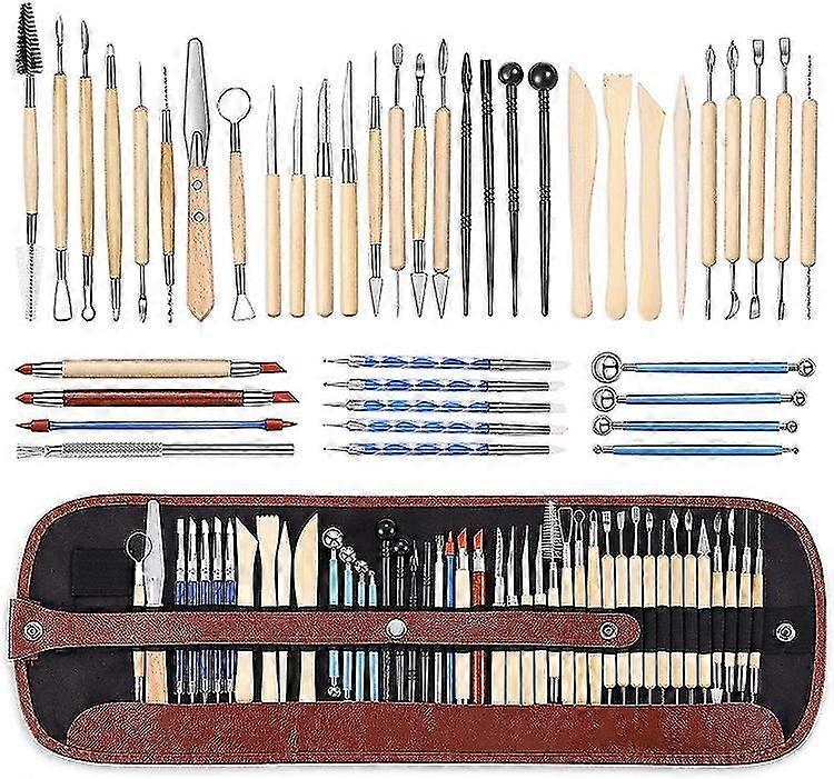 Pottery Clay Sculpting Tools 43pcs Double Sided Ceramic Clay Carving Tool Set With Carrying Case Bag