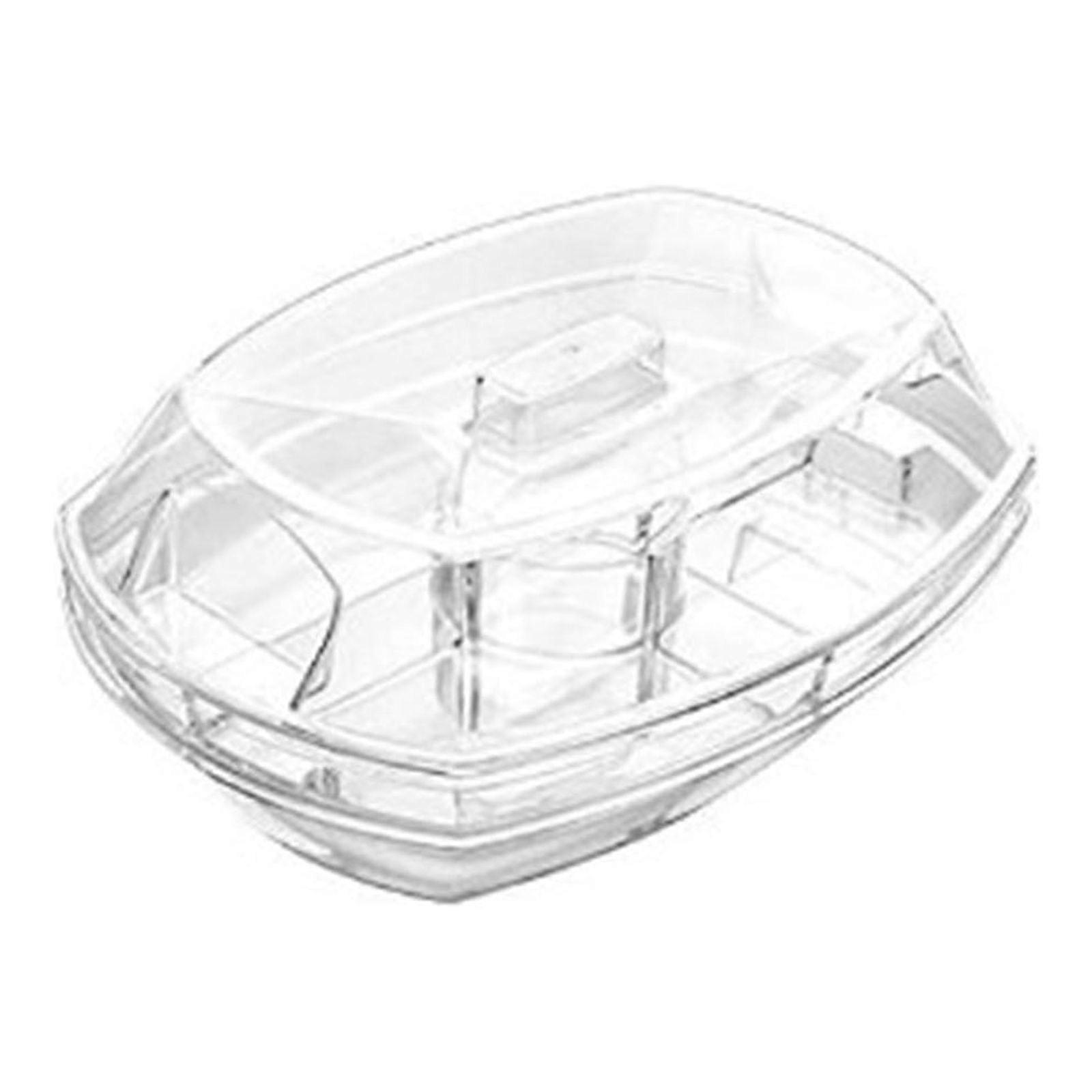YOBOLK 15" Chilled Serving Tray, Clear Plastic Party Platter with 4 Compartments, Ice Bowl with Lid, Shrimp Cocktail Server – Party Supplies