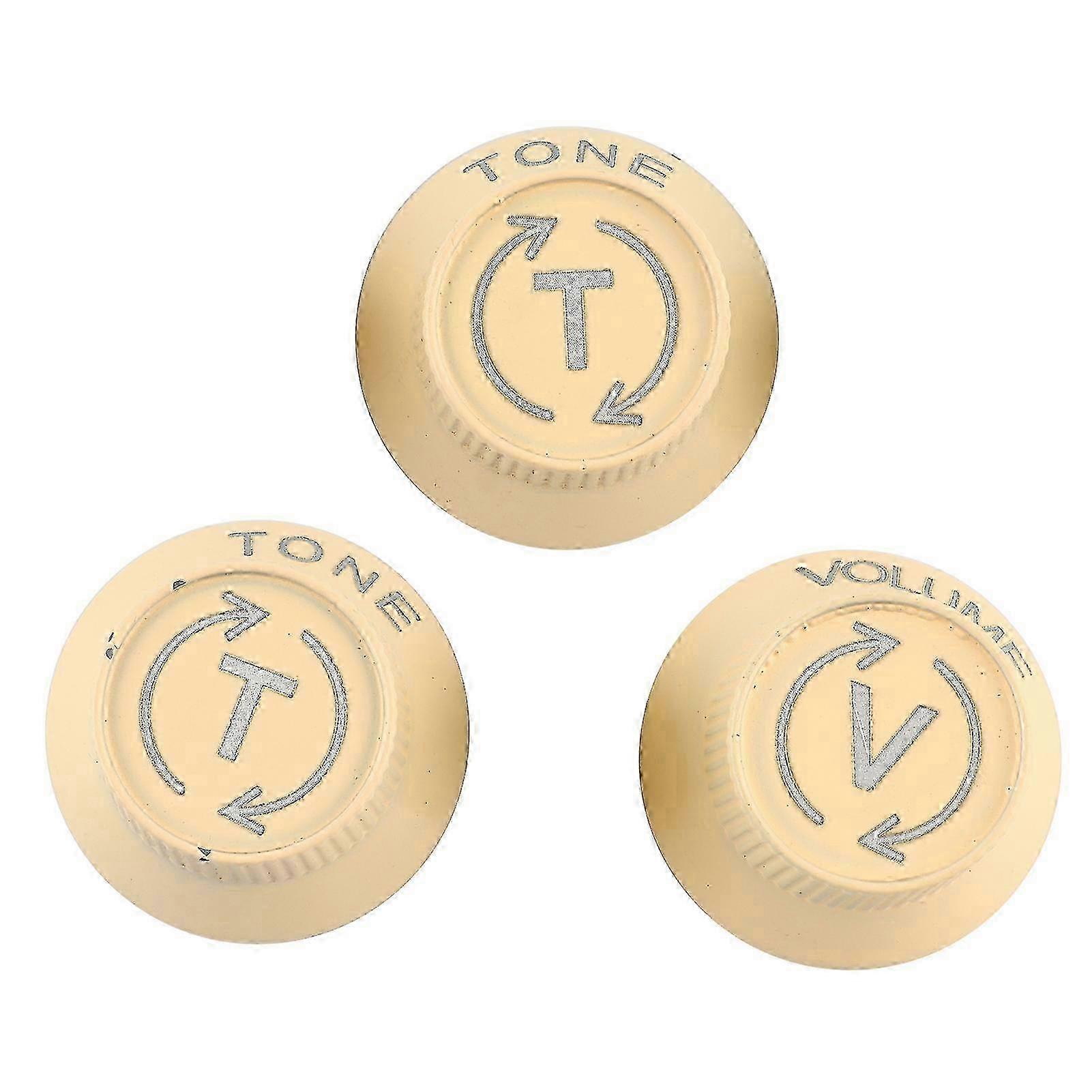 3 Pcs Metal Guitars Volume Tone Control Knobs Button Accessory for ST Electric Guitar Beige 2025