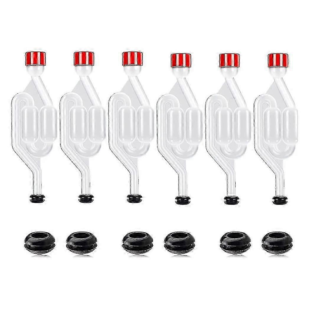 Brew Airlock Kit with 12 Airlocks and 6 Sealing Rings, Plastic Wine Airlock for Fermenting Beer and Wine