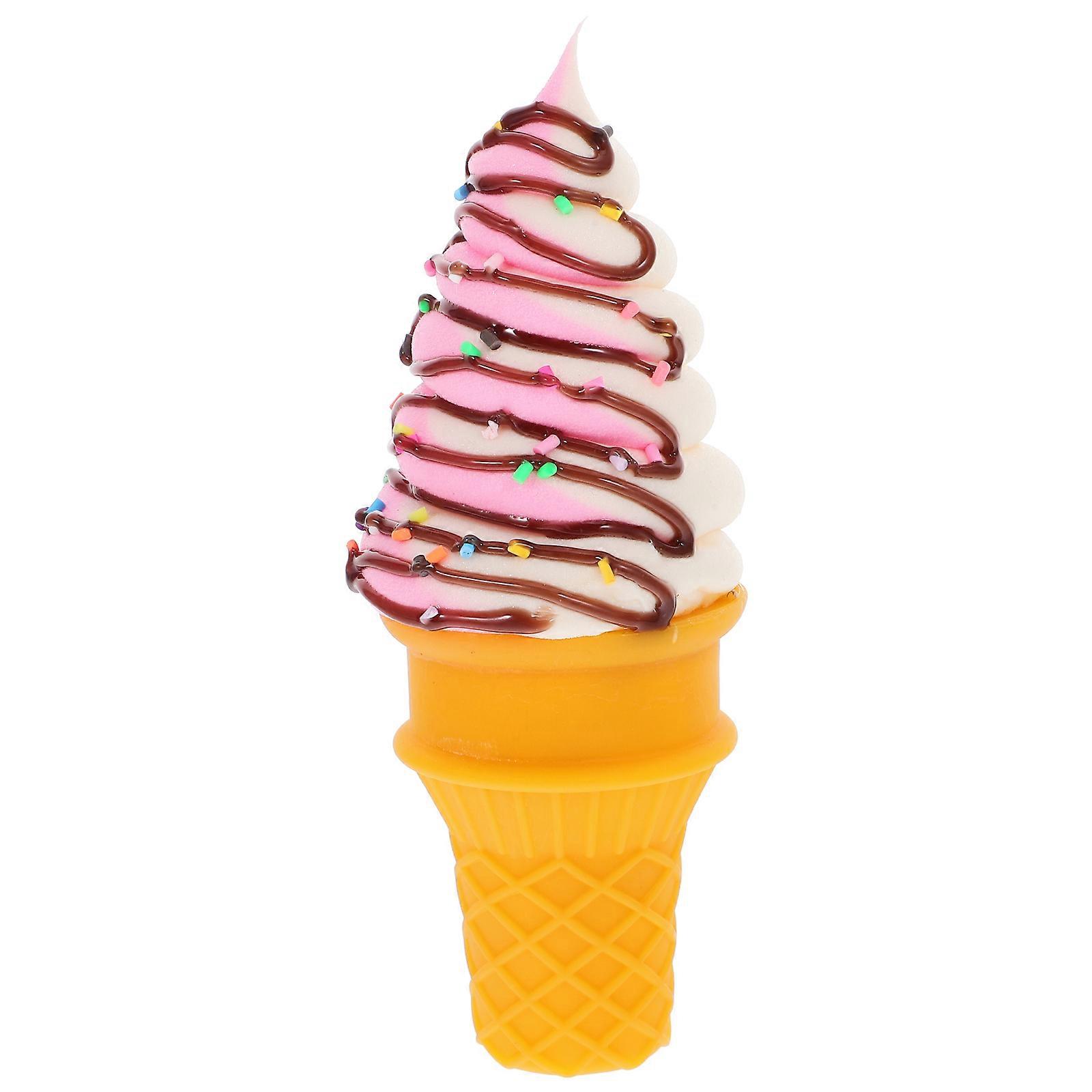 Simulation Ice Cream Cone Prop for Decoration Pink PVC Material