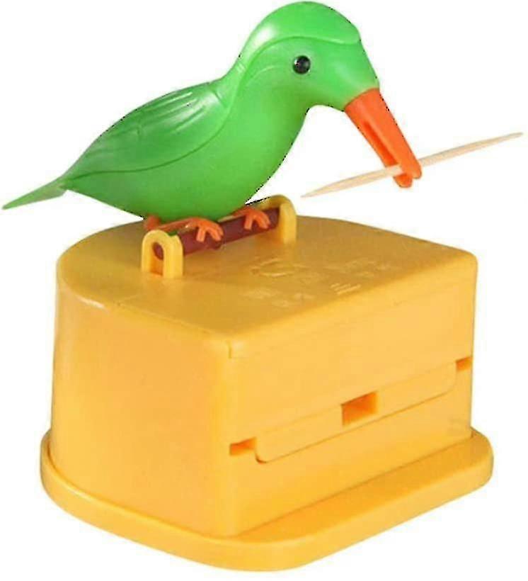 Toothpick Dispenser Bird Automatic Bird Toothpick Box Toothpick Holder(1 pcs, yellow)