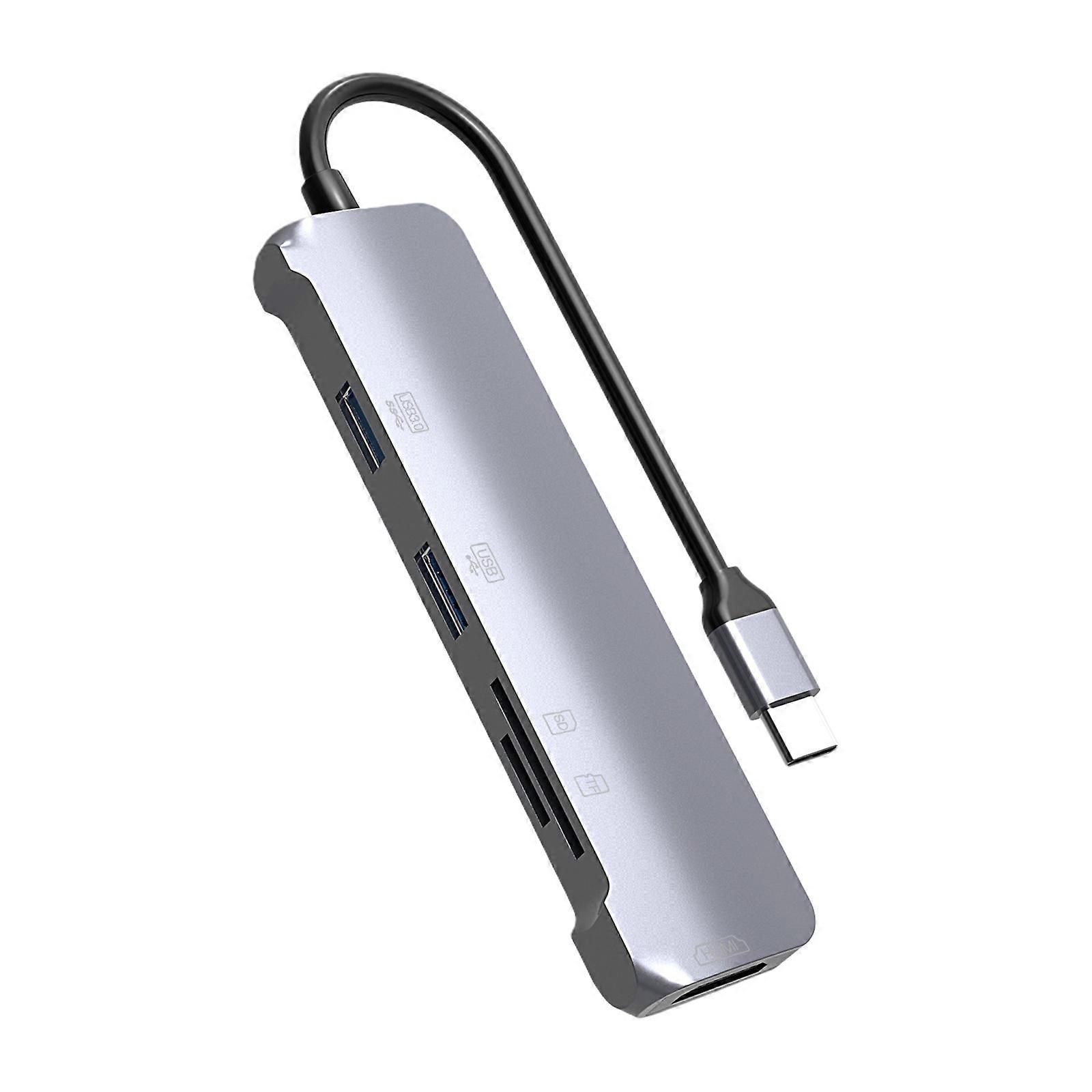 Aluminum USB C Dock With HDTV 4K@60Hz USB C Charging 5Gbps Transfer Plugs Play Compatibility Multiple Devices Multicolor