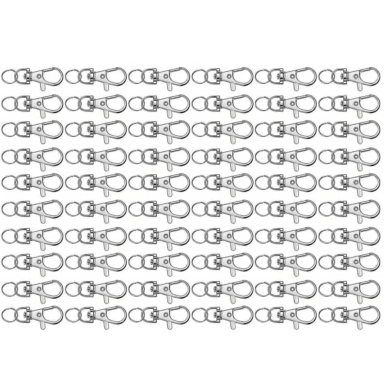 60PCS Swivel Key Rings and Lobster Claw Clasp Hook Practical Keychains Clasps Jewelry Making Accessories  Silver